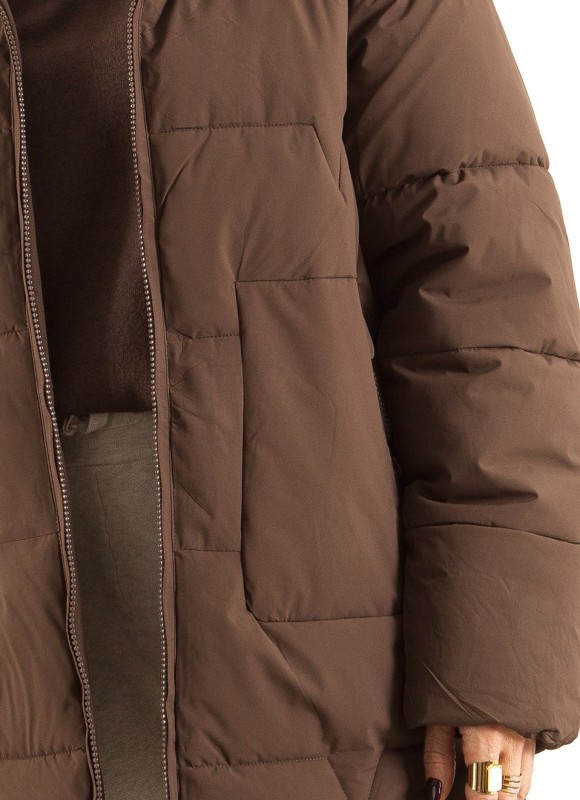 Abrigo Cuello Chimenea Mujer Kaki, Negro y Marrón | Premonición.online
