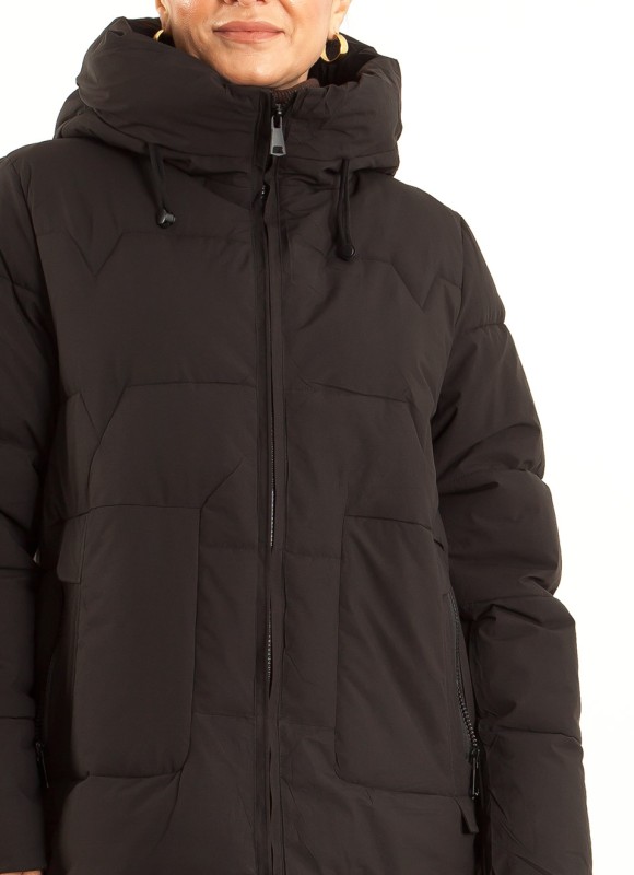 Abrigo Cuello Chimenea Mujer Kaki, Negro y Marrón | Premonición.online