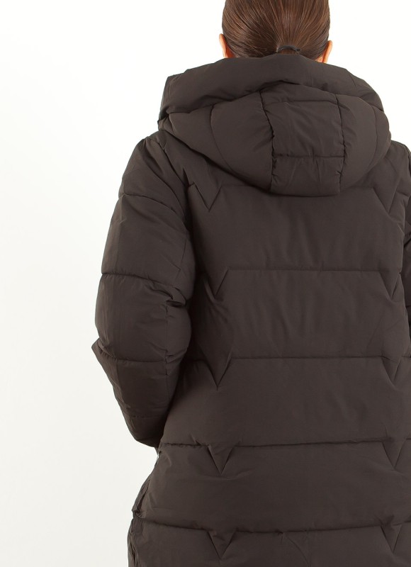 Abrigo Cuello Chimenea Mujer Kaki, Negro y Marrón | Premonición.online