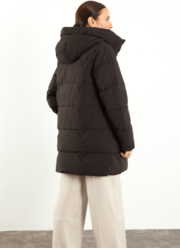 Abrigo Cuello Chimenea Mujer Kaki, Negro y Marrón | Premonición.online