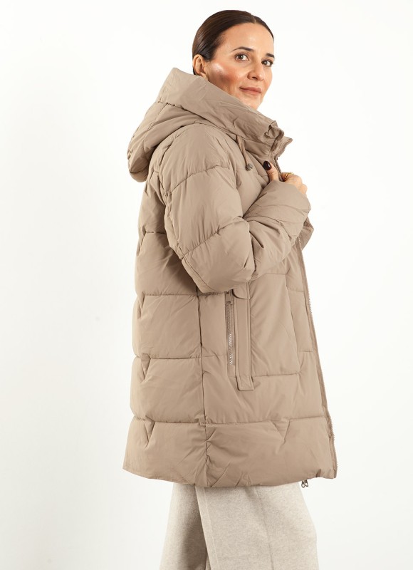 Abrigo Cuello Chimenea Mujer Kaki, Negro y Marrón | Premonición.online