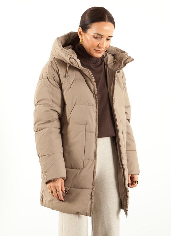 Abrigo Cuello Chimenea Mujer Kaki, Negro y Marrón | Premonición.online