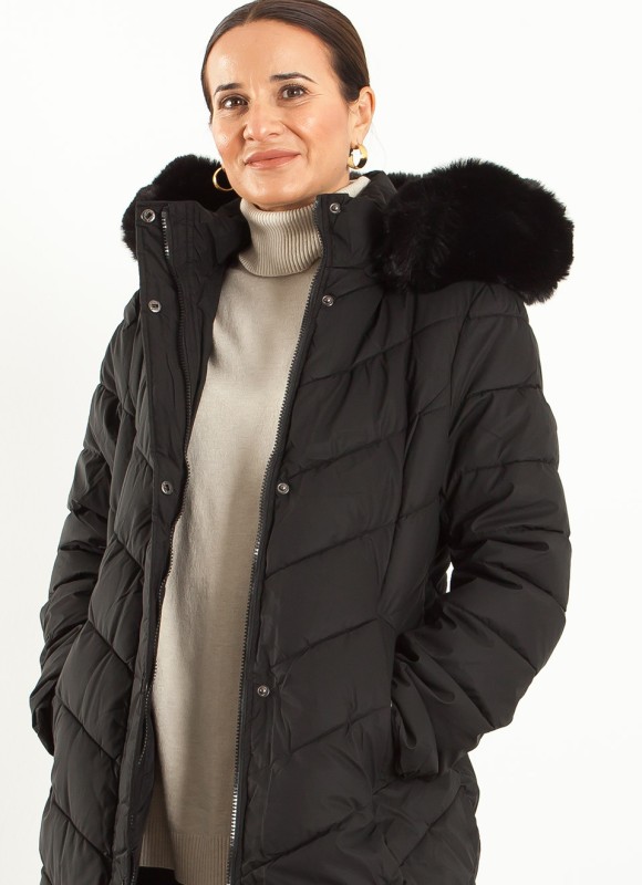 Abrigo Acolchado Mujer Beige, Negro y Vino | Premonición.online