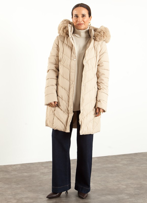 Abrigo Acolchado Mujer Beige, Negro y Vino | Premonición.online