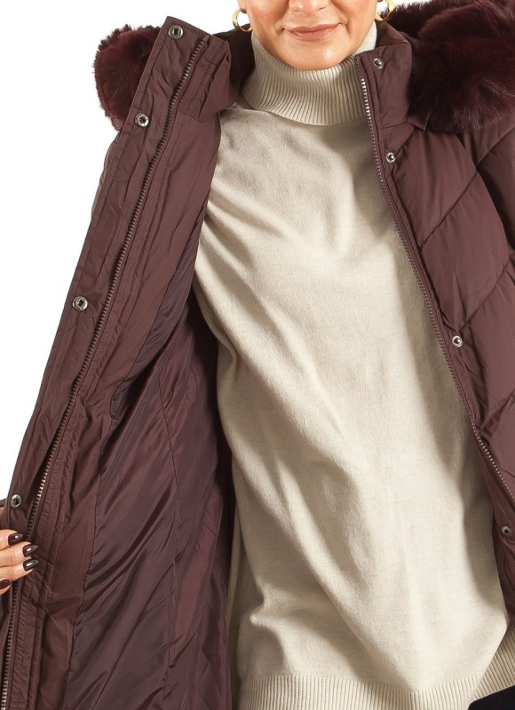 Abrigo Acolchado Mujer Beige, Negro y Vino | Premonición.online