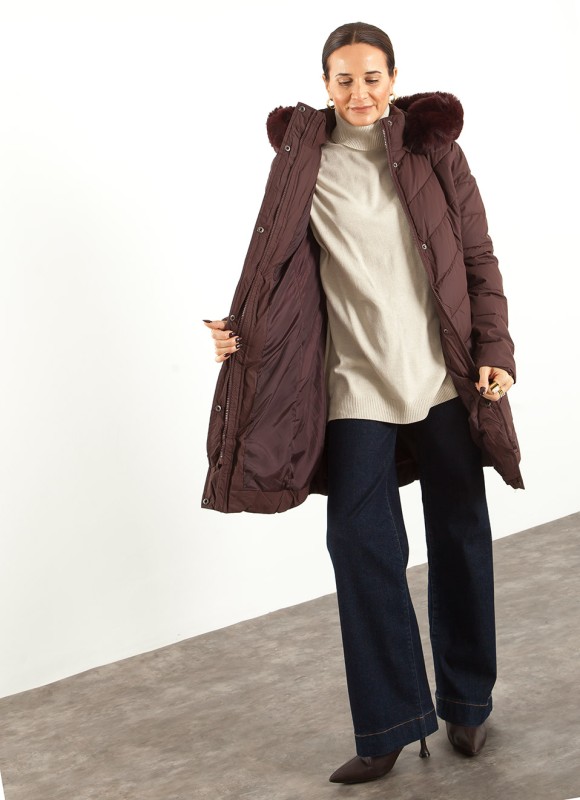 Abrigo Acolchado Mujer Beige, Negro y Vino | Premonición.online