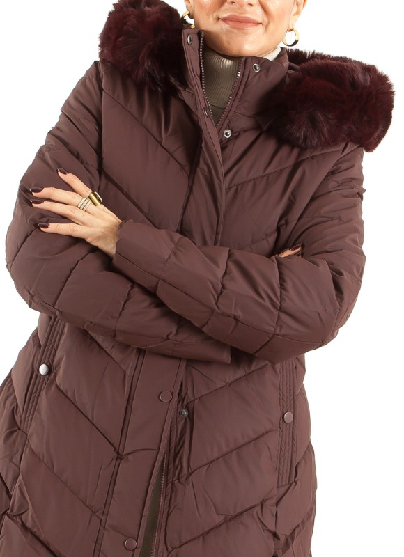 Abrigo Acolchado Mujer Beige, Negro y Vino | Premonición.online