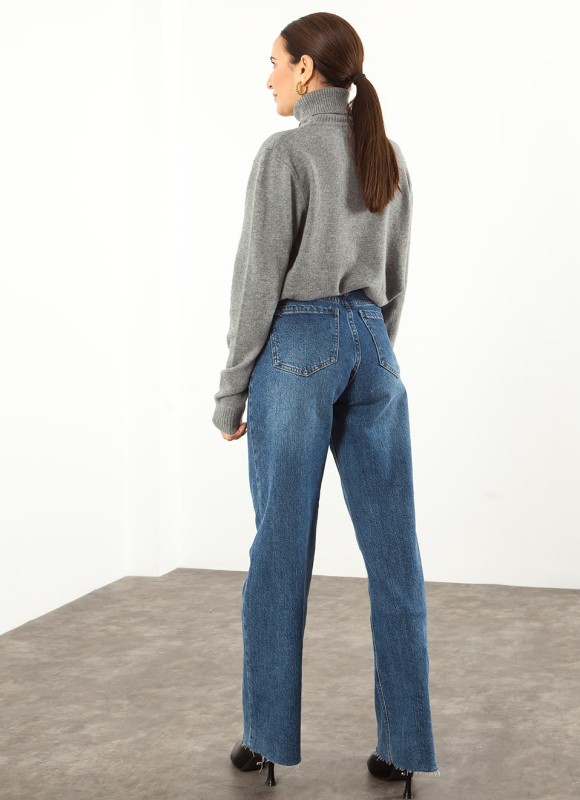 Jeans Rectos Desflecados para Mujer | Vaqueros | Premonición.online