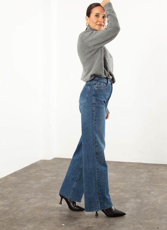 Jeans Rectos Desflecados para Mujer | Vaqueros | Premonición.online