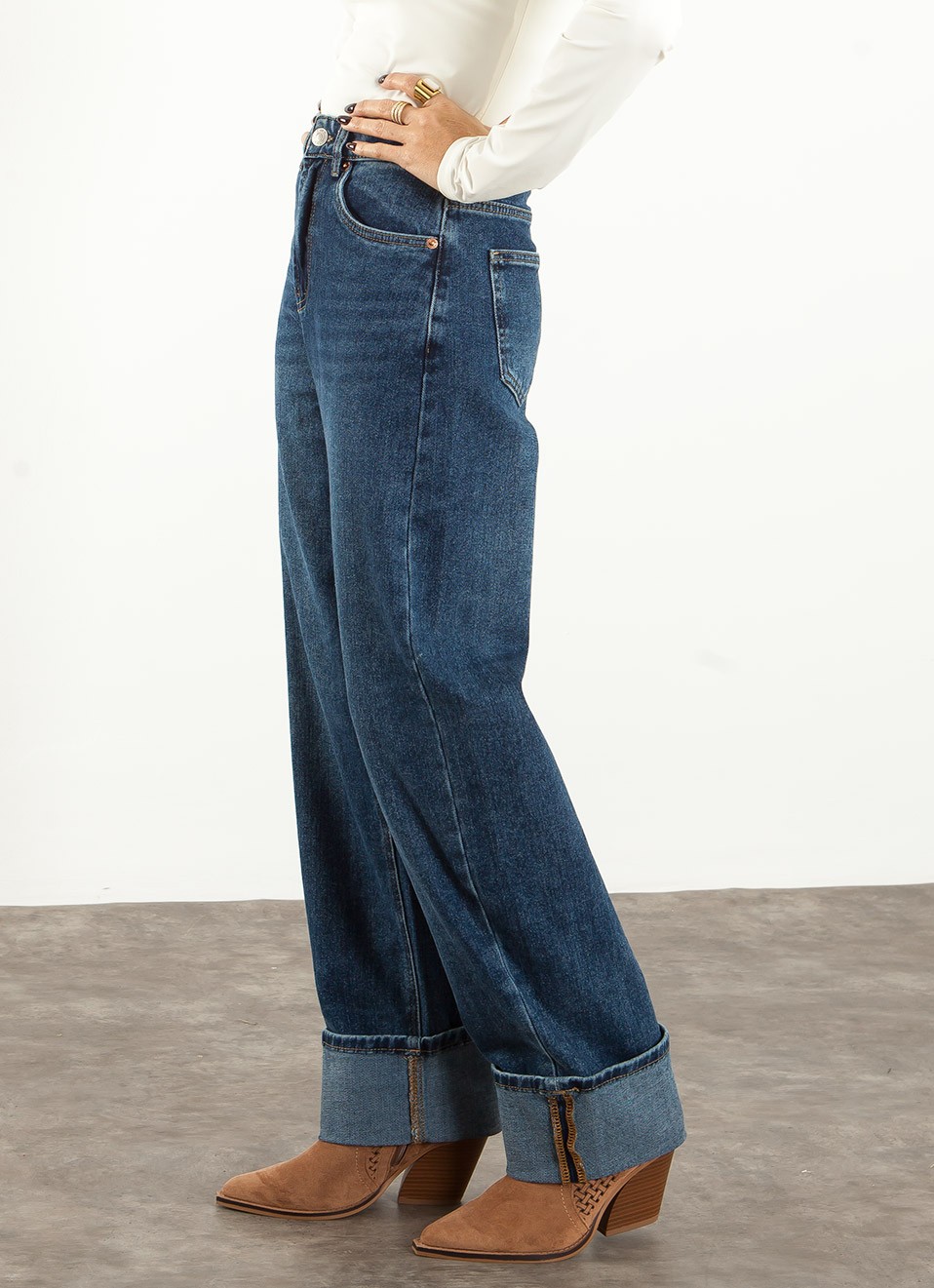 Jeans Balloon con Dobladillo para Mujer | Premonición.online