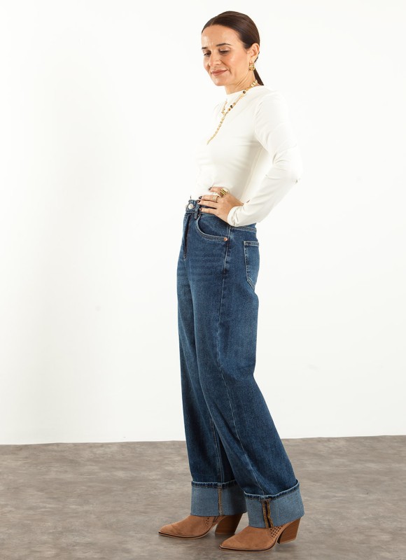 Jeans Balloon con Dobladillo para Mujer | Premonición.online