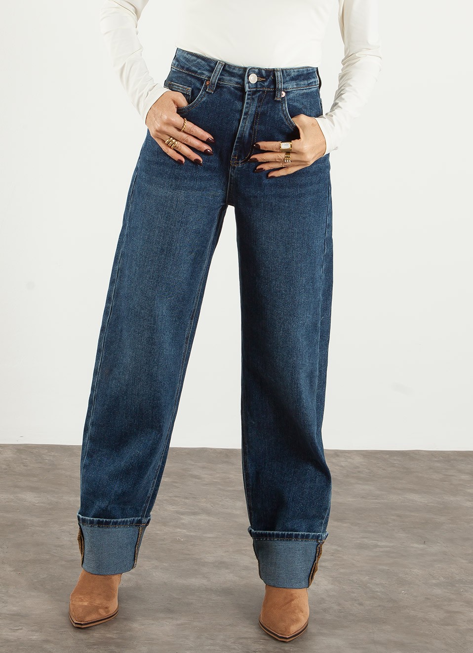 Jeans Balloon con Dobladillo para Mujer | Premonición.online