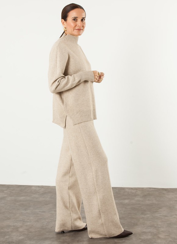 Conjunto de Punto Cuello Perkins Tacto Suave Mujer | Premonición.online