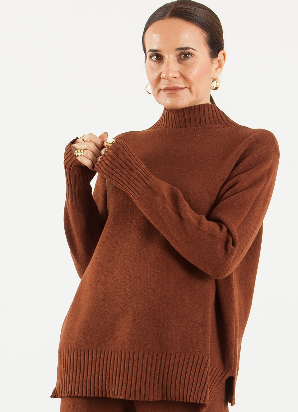 Conjunto de Punto Cuello Perkins Tacto Suave Mujer | Premonición.online