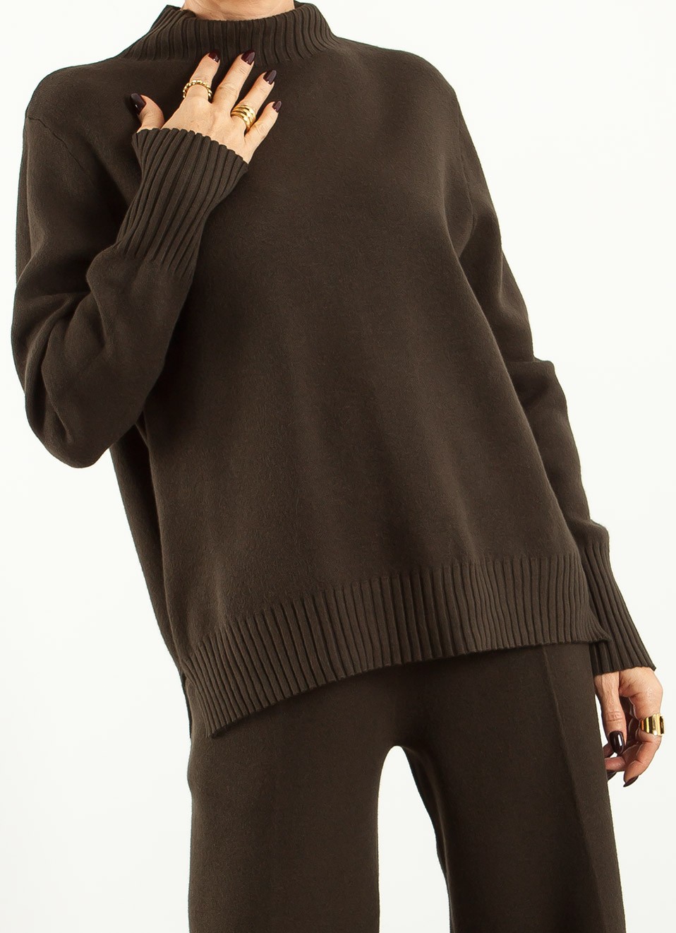 Conjunto de Punto Cuello Perkins Tacto Suave Mujer | Premonición.online