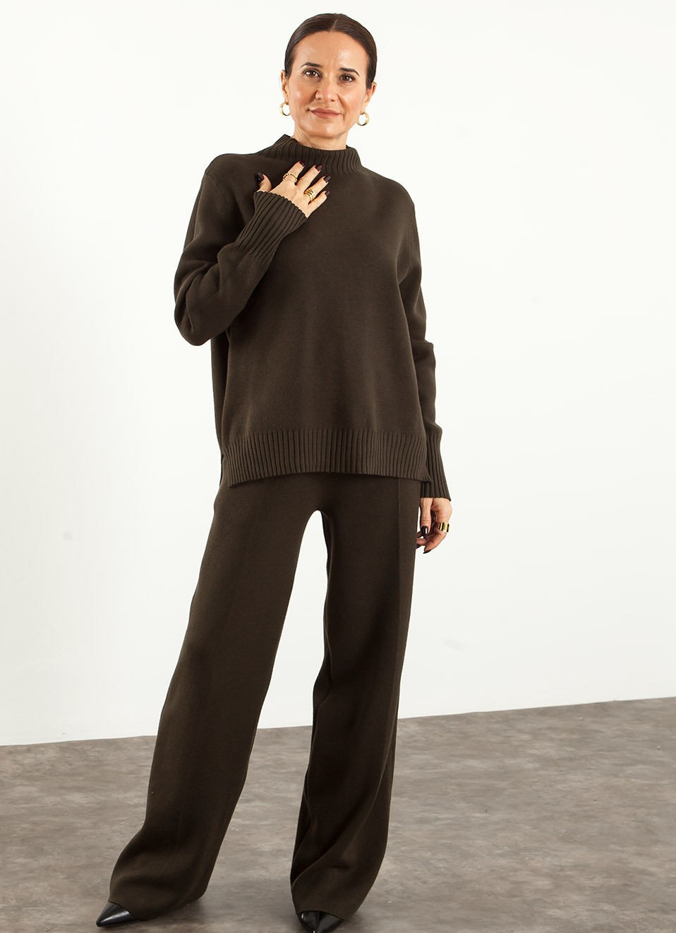Conjunto de Punto Cuello Perkins Tacto Suave Mujer | Premonición.online