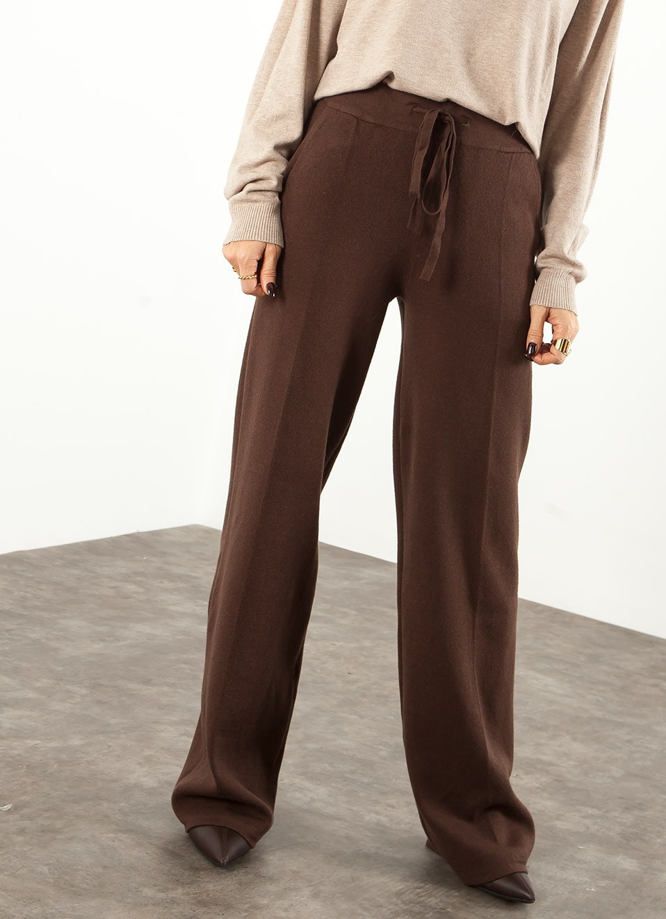 Pantalón de Punto Pata Ancha para Mujer | Premonición.online