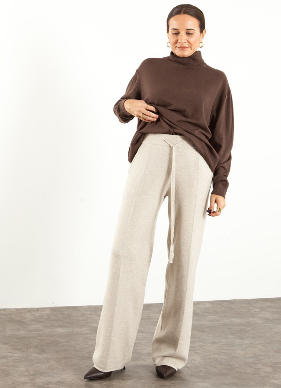 Pantalón de Punto Pata Ancha para Mujer | Premonición.online