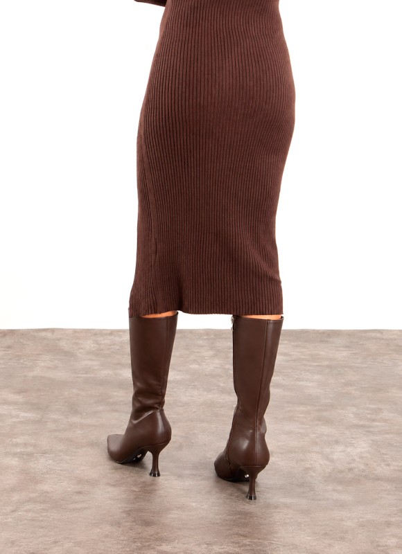 Bota Tacón Bajo Mujer | Marrón y Negro | Premonición.online