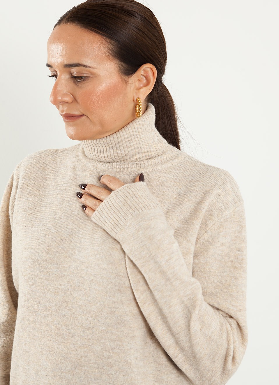 Jersey Básico Cuello Alto Tacto Suave Mujer | 17€ | Premonición.online
