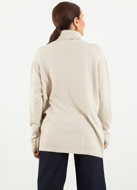 Jersey Básico Cuello Alto Oversize para Mujer | Premonición.online