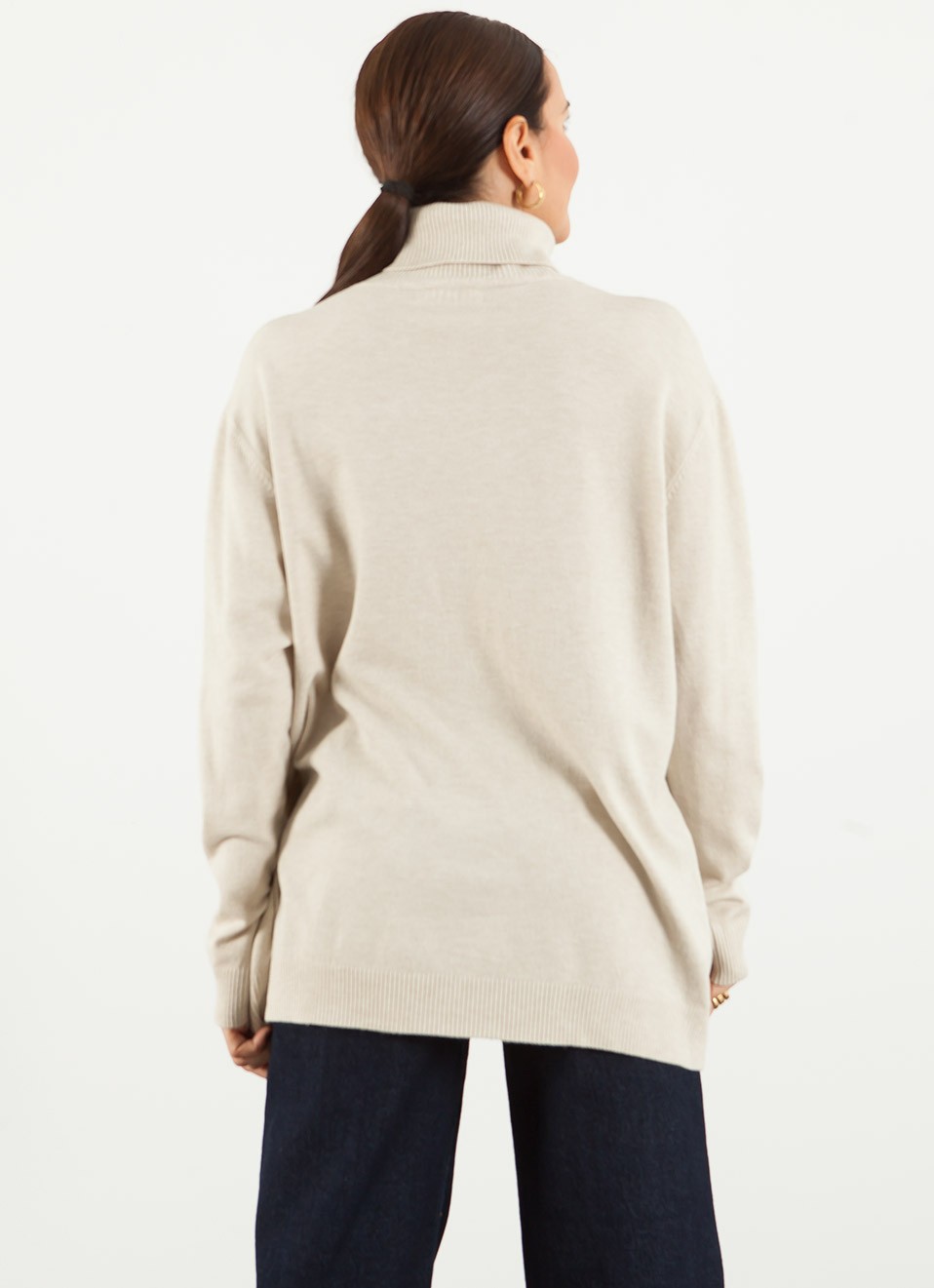 Jersey Básico Cuello Alto Oversize para Mujer | Premonición.online