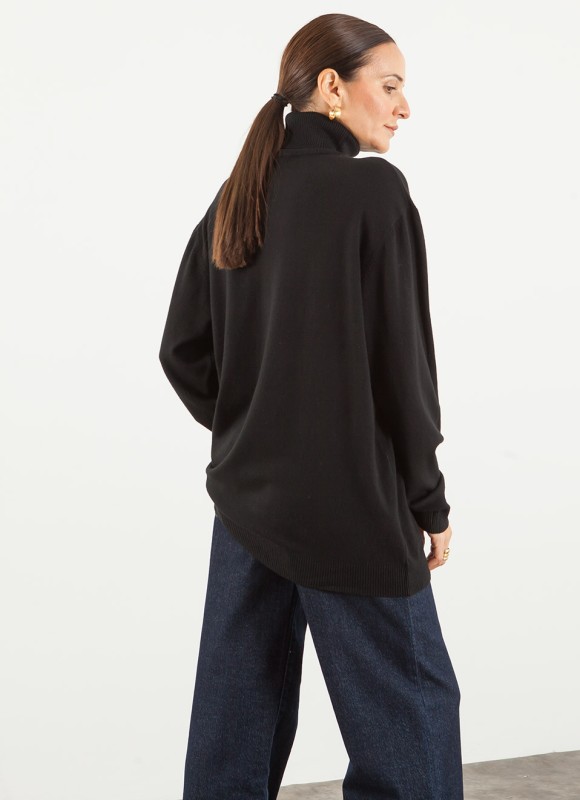 Jersey Básico Cuello Alto Oversize para Mujer | Premonición.online