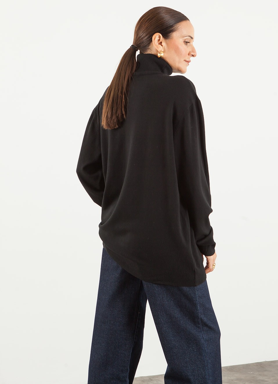 Jersey Básico Cuello Alto Oversize para Mujer | Premonición.online