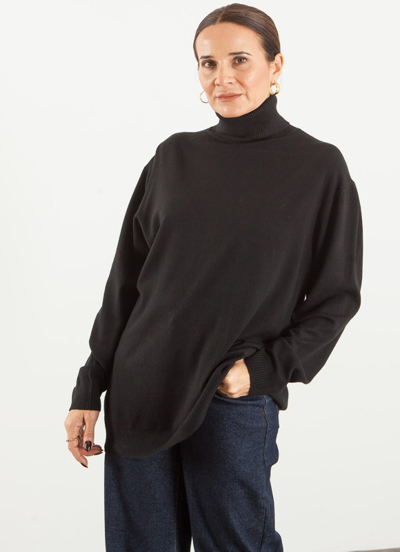 Jersey Básico Cuello Alto Oversize para Mujer | Premonición.online