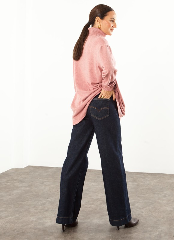 Jersey Básico Cuello Alto Oversize para Mujer | Premonición.online