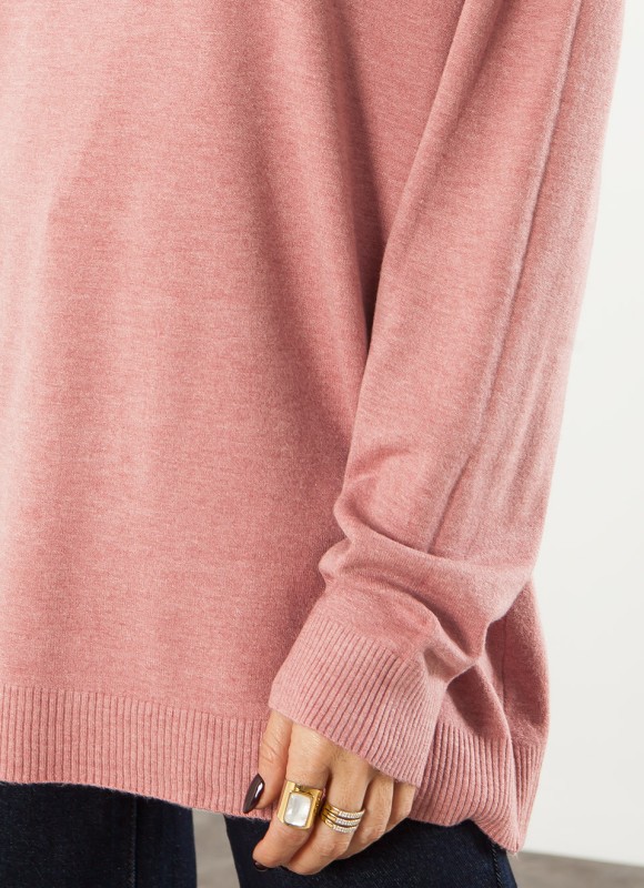 Jersey Básico Cuello Alto Oversize para Mujer | Premonición.online