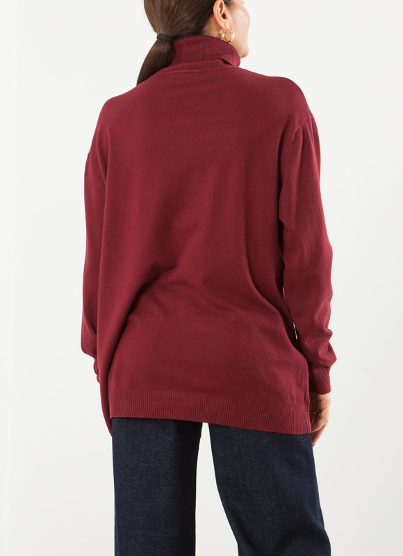 Jersey Básico Cuello Alto Oversize para Mujer | Premonición.online