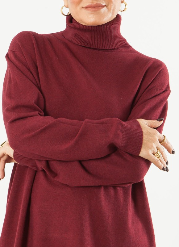 Jersey Básico Cuello Alto Oversize para Mujer | Premonición.online