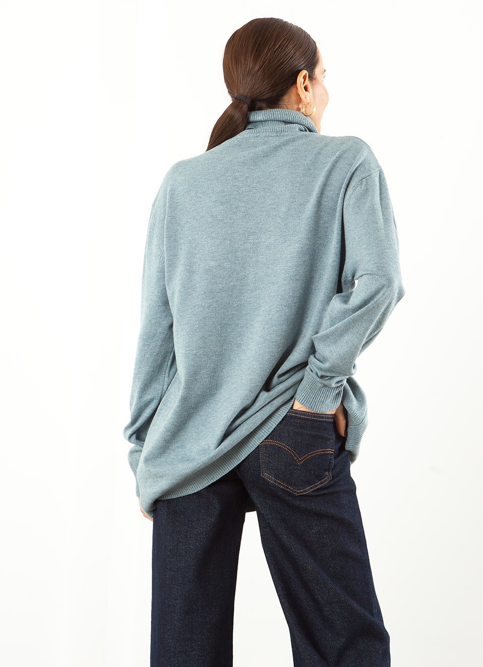 Jersey Básico Cuello Alto Oversize para Mujer | Premonición.online