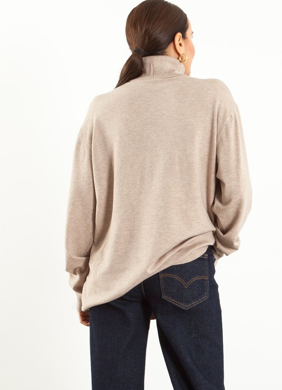 Jersey Básico Cuello Alto Oversize para Mujer | Premonición.online