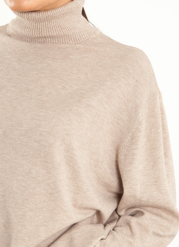 Jersey Básico Cuello Alto Oversize para Mujer | Premonición.online