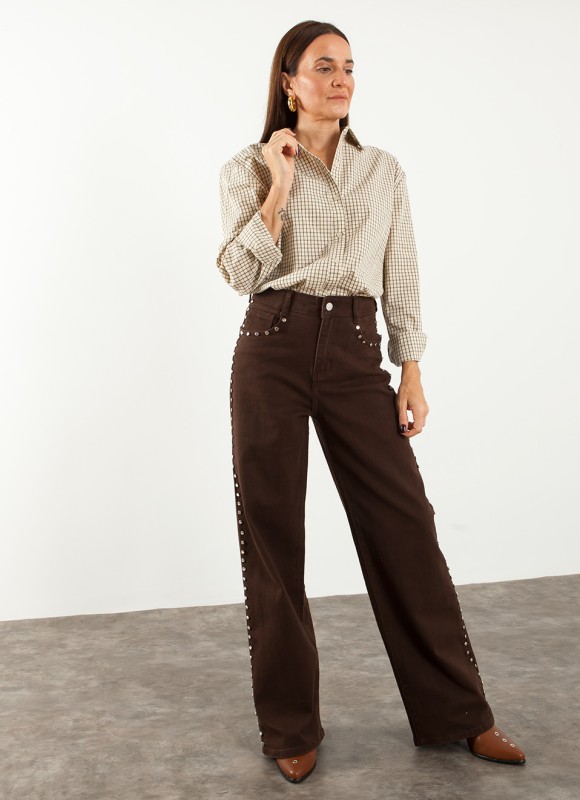 Camisa de Cuadros Beige para Mujer | Moda Mujer | Premonición.online
