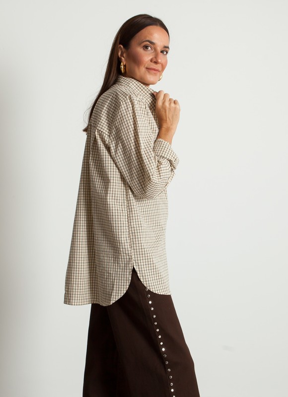 Camisa de Cuadros Beige para Mujer | Moda Mujer | Premonición.online