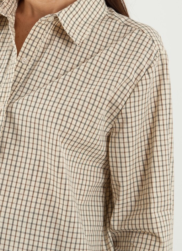 Camisa de Cuadros Beige para Mujer | Moda Mujer | Premonición.online
