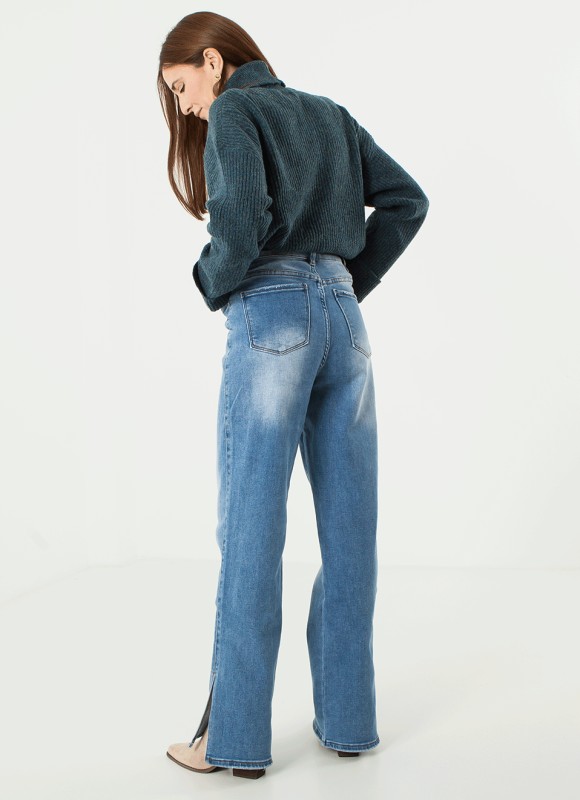 Denim straight stretch full length