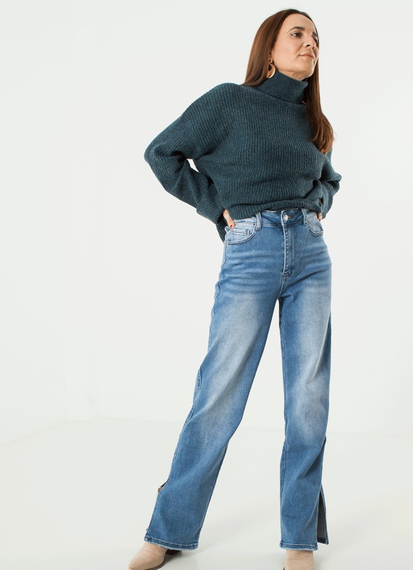 Denim straight stretch full length