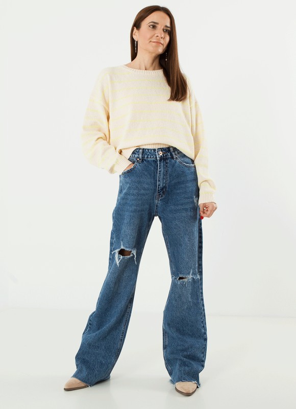 Denim wide leg long