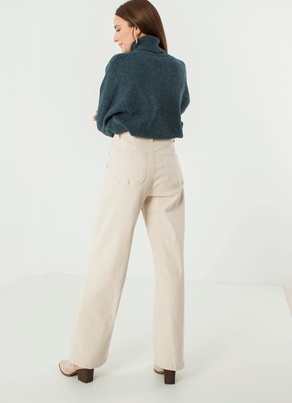 Denim palazzo bolsillos chinos