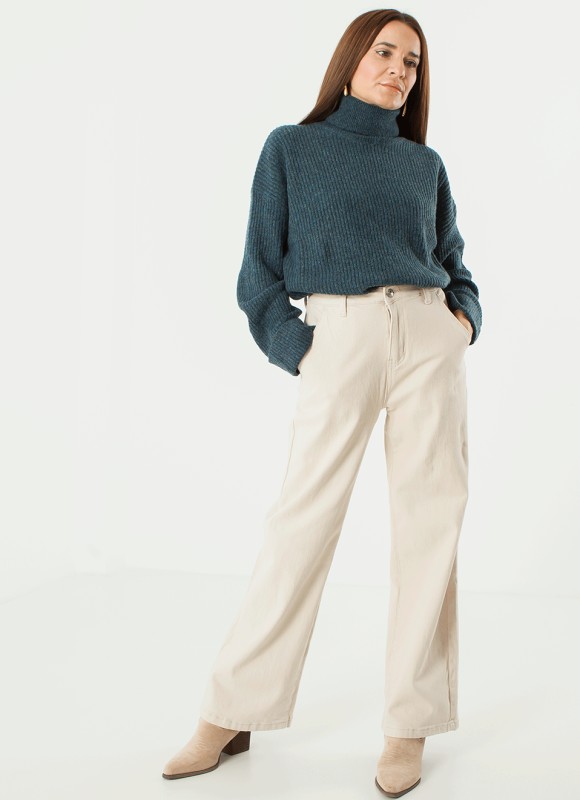 Denim palazzo bolsillos chinos