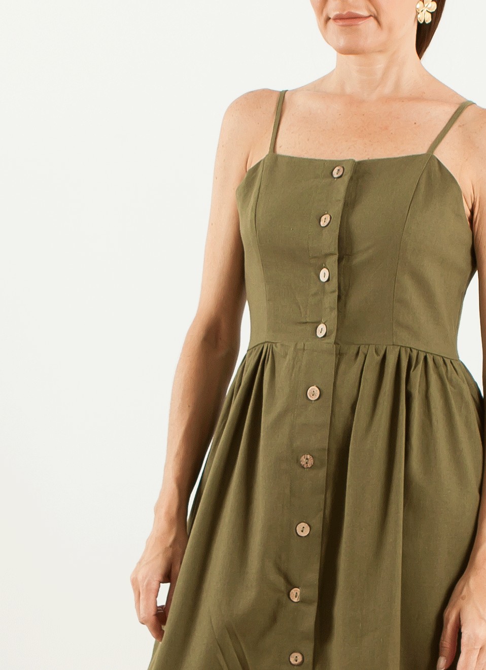 Vestido camisero con lino